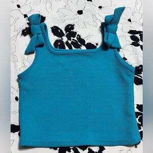 SHEIN Turquoise Textured Top with Knot, Girls size 7